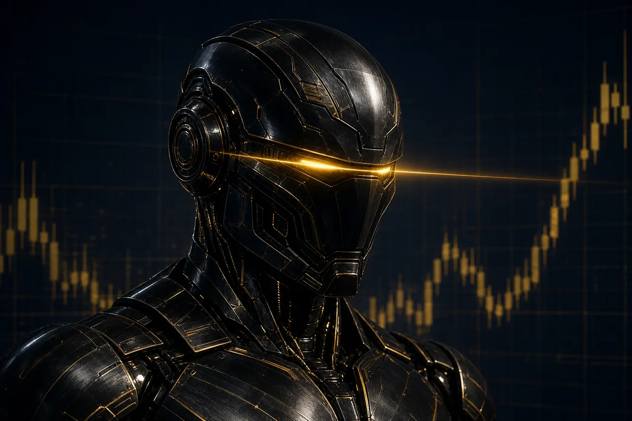 ORION, the XAU Pro Academy AI engine, drawing a golden arrow at a XAUUSD chart